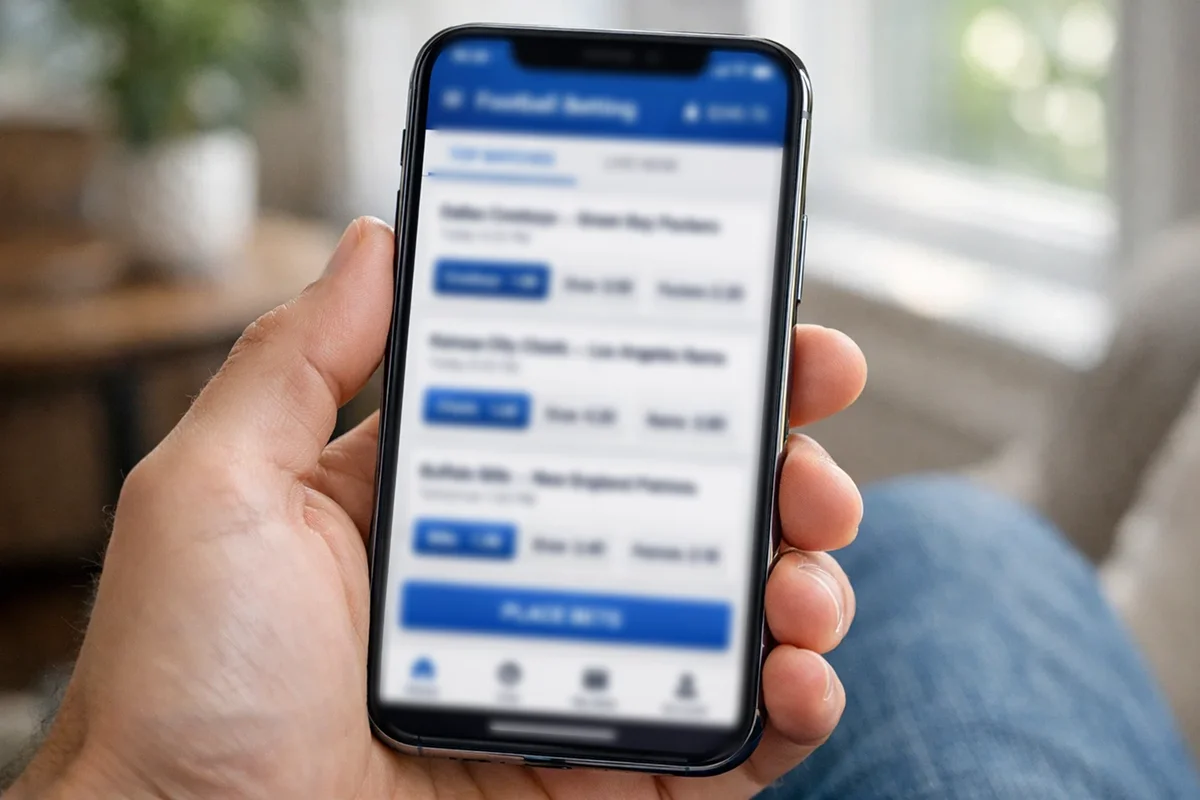 Smartphone avec application de paris ouverte