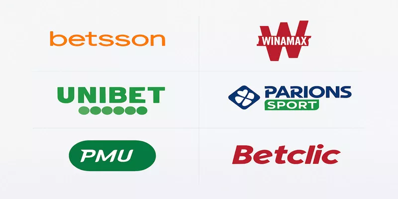 Logos des bookmakers français licenciés Betsson Unibet Winamax Parions Sport