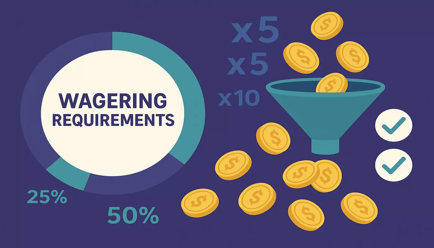 Comprendre le rollover et conditions de bonus - Illustration avec graphiques circulaires et symboles mathématiques
