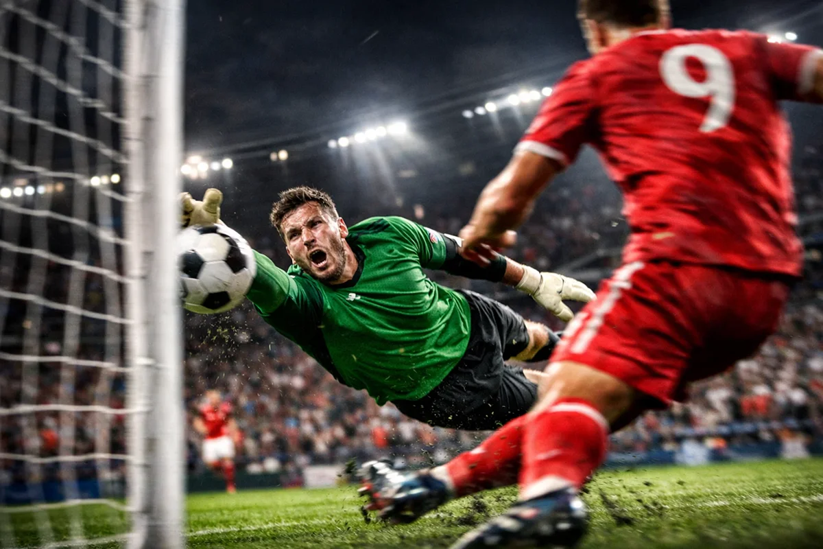 Action de match de football en direct