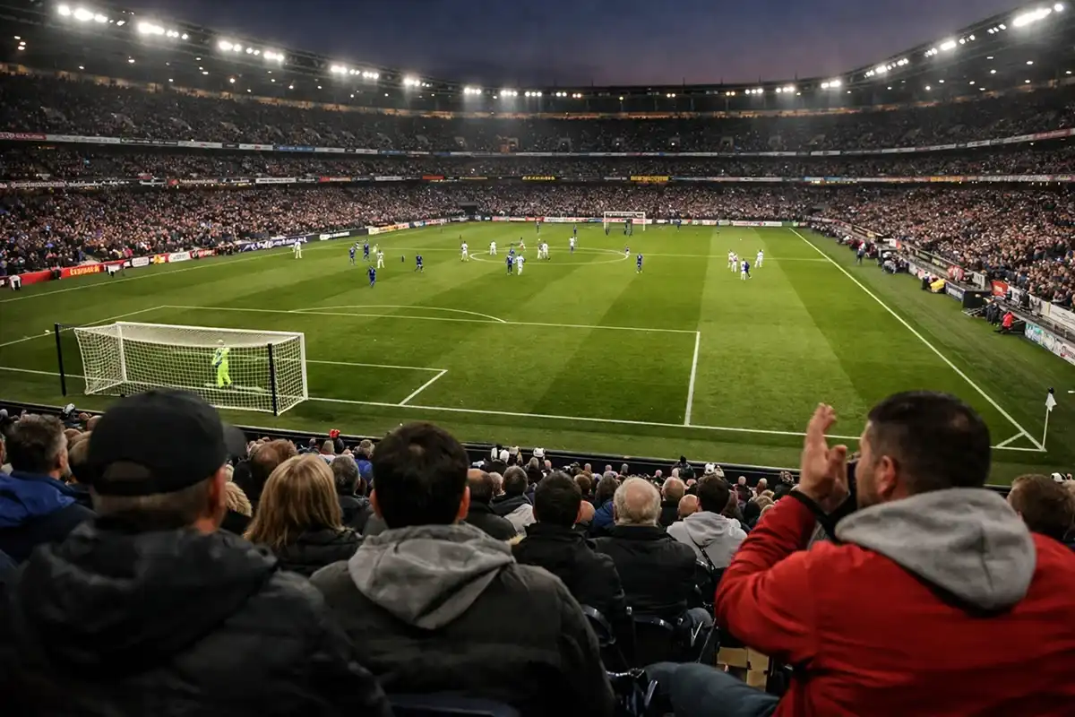 Match de football vu depuis les tribunes