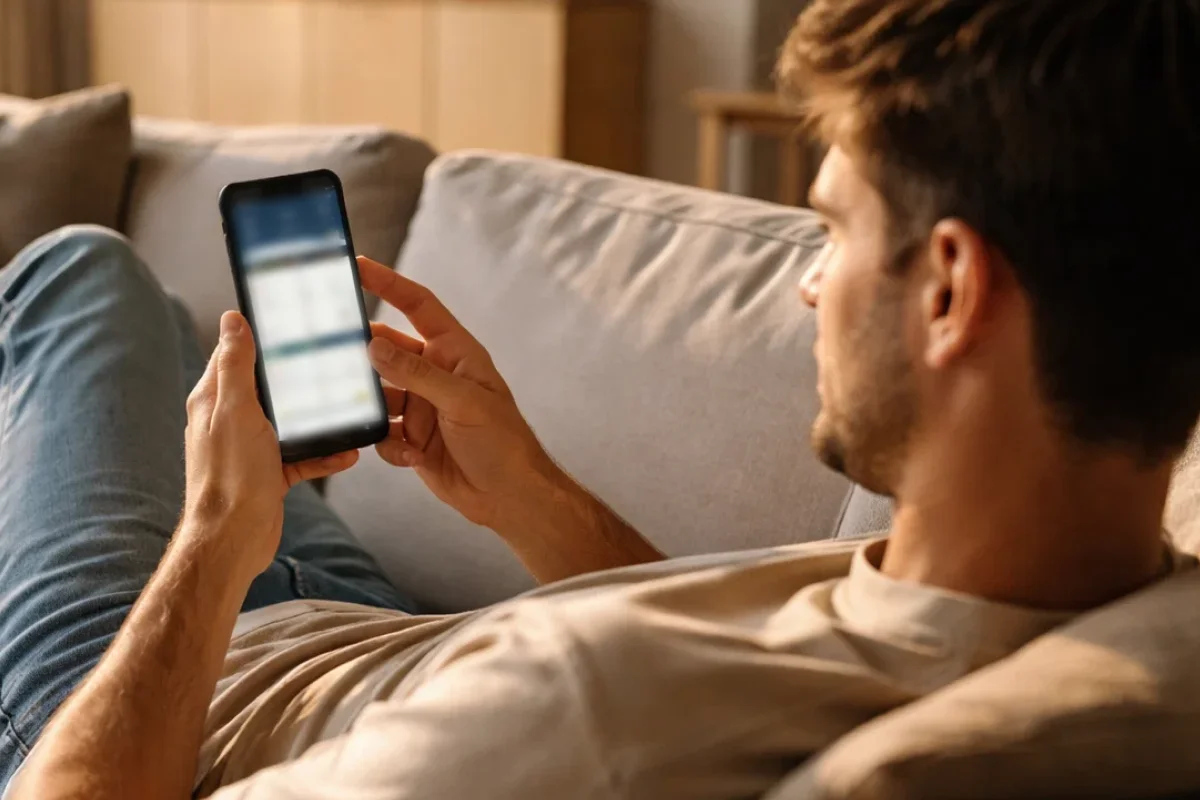 Personne vérifiant les promotions sur smartphone