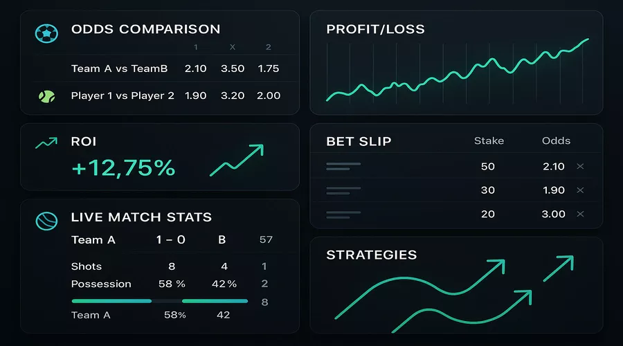 Dashboard des stratégies d'optimisation des freebets avec comparaison des cotes et indicateurs ROI