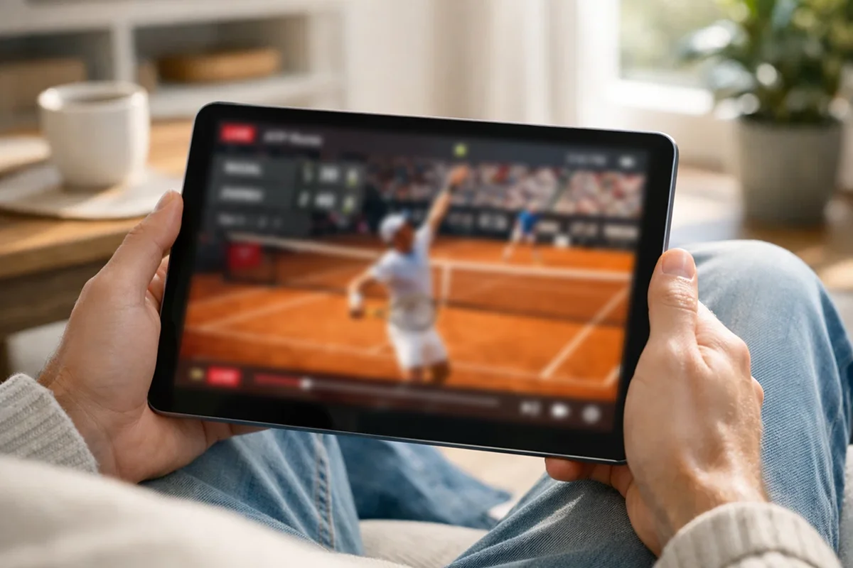 Match de tennis en direct sur écran